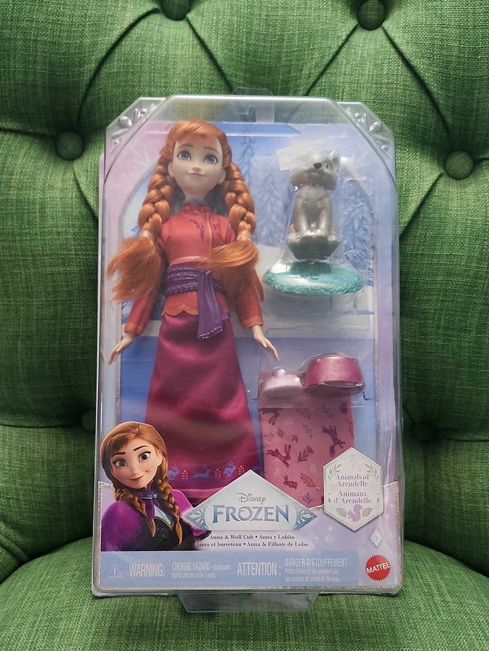 Disney Frozen Anna Doll with Wolf Cub - Purple / Pink Outfit